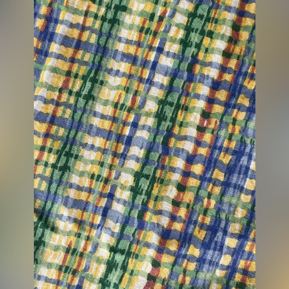 Curtains - yellow and plaid design with valence and tie backs - Picture 3 of 6